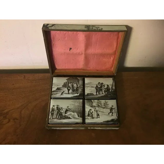 Antique 18th Century Belgian Grand Tour Lacquer Paint Decorated Wood Jewelry Trinket Box For Sale - Image 11 of 13