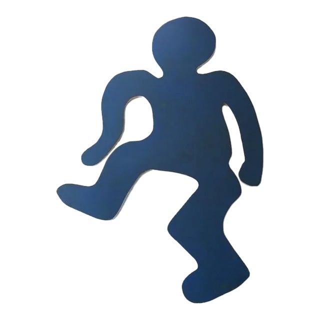 1990s Two Side Pop Art Blue Yellow Splatter Foam Board Figure Wall Sculpture For Sale