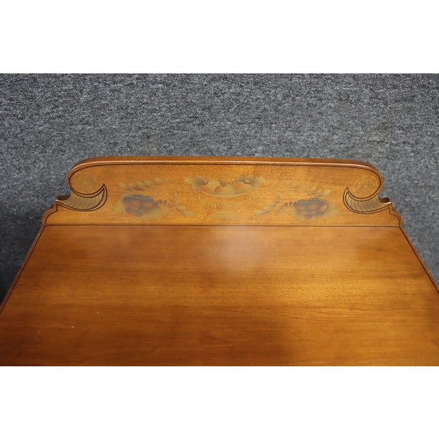 Late 20th Century Pair of Hitchcock Maple Two-Drawer Side Tables With Stenciled Decoration For Sale - Image 5 of 12