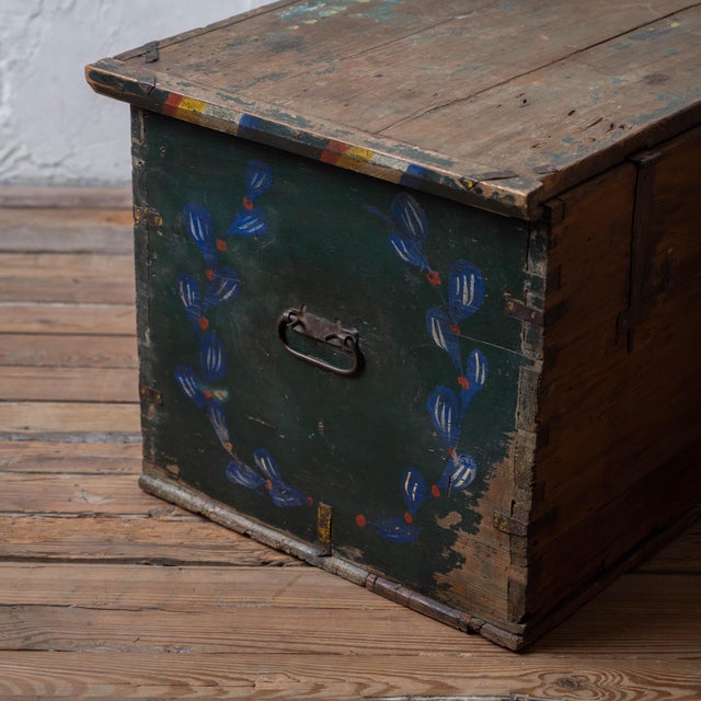 Romanian Painted Blanket Chest With Church Motif, c.1900 For Sale - Image 12 of 14