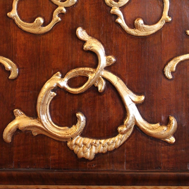 Scandinavian Rococo Walnut and Gilt Mirror For Sale - Image 6 of 10
