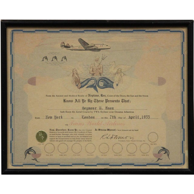 TWA Skyliner Certificate For Sale