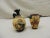 Set of two (2) petite Etruscan Decorative Vases Hand painted Greek copies Terracotta and paint Jug size: 5.5" x 3.75" Jar...