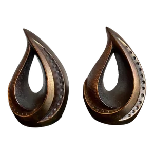 1950s Ben Seibel Teardrop Copper Flame Bookend Pair