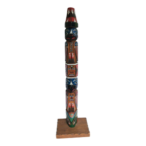 Late 20th Century 24" Totem Pole by Larry Rudick in Northwest Coast Native American Indian Style