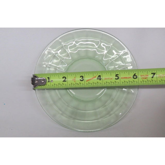 Early 20th Century Anchor Hocking Uranium Depression Glass Plates Block Optic Green - 6pc For Sale In Miami - Image 6 of 13