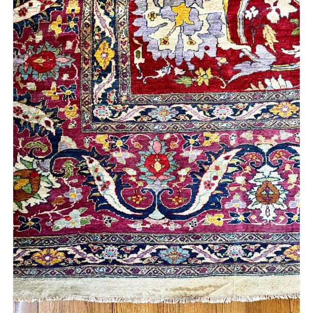 Late 20th Century Oversized Hand Knotted Wool Agra Ivory Lavender Red Medallion Rug 24' X 17' For Sale - Image 5 of 9
