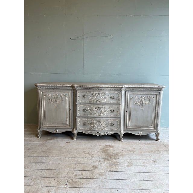 French Country Painted Sideboard Buffet With Floral Motif For Sale - Image 9 of 9