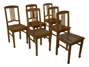 Art Deco Oak & Cane Dining Chairs, 1930s, Set of 6