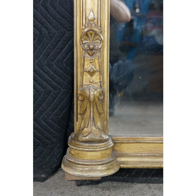 Monumental Antique Renaissance Revival Neo-Grec Giltwood Carved Pier Mirror 88" For Sale - Image 4 of 18