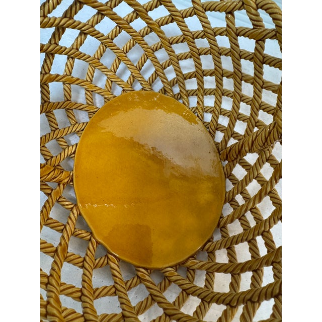 Art Nouveau Primo'Gi Ceramic Woven Basket, Signed For Sale - Image 3 of 12