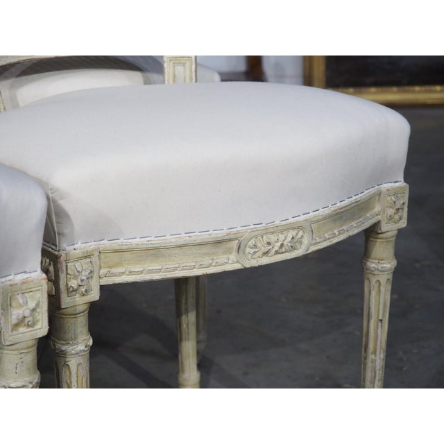 White Set of 6 Painted and Caned French Louis XVI Style Dining Chairs, Early 1900s For Sale - Image 8 of 18