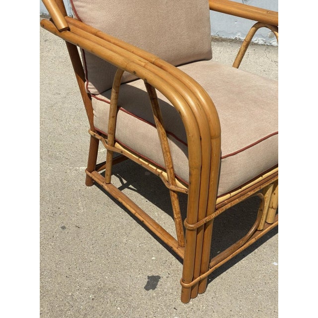 1950s Restored Rattan 3-Strand Lounge Chair by Heywood