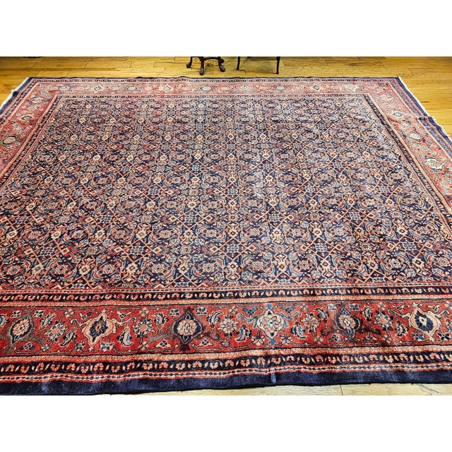 Vintage Persian Mahal Sultanabad Rug, Wool Pile, Allover Geometric Design For Sale - Image 11 of 12