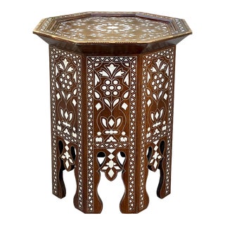 Mother of Pearl Inlaid Octagon Style Side Table For Sale
