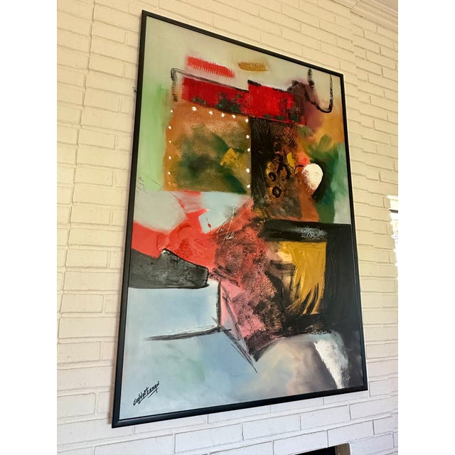 1970s Mid-Century Modern 48x60 Original Gunnar Erman Abstract Expressionist Painting For Sale - Image 4 of 15