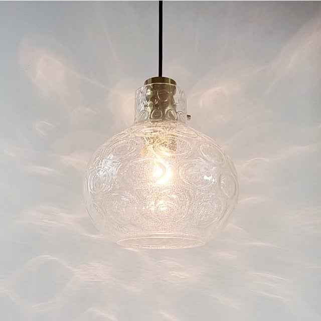 Mid-Century Bubble Glass & Brass Ceiling Light by Helena Tynell for Limburg, Germany, 1960s For Sale - Image 6 of 12