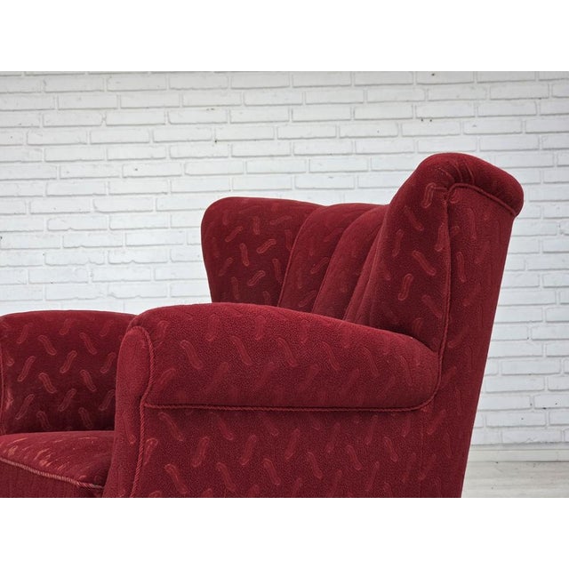 Vintage Danish Relax Chair in Red Furniture Wool, 1950s For Sale - Image 14 of 18