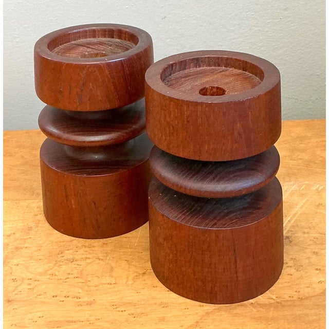 Vintage Mid-Century Modern Wood Candle Holders - A Pair For Sale In West Palm - Image 6 of 12