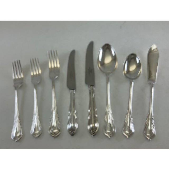 James Dixon & Sons New 1980s Complete Cutlery Set for 12, Including Fish Eaters & Serving Pieces, 132 Pcs, Lily For Sale - Image 4 of 18