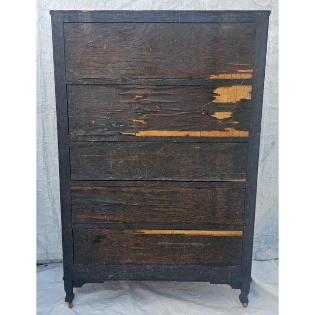 Antique Arts & Crafts Oak China Cabinet With Leaded Floral Glass, C. 1900 For Sale - Image 18 of 18