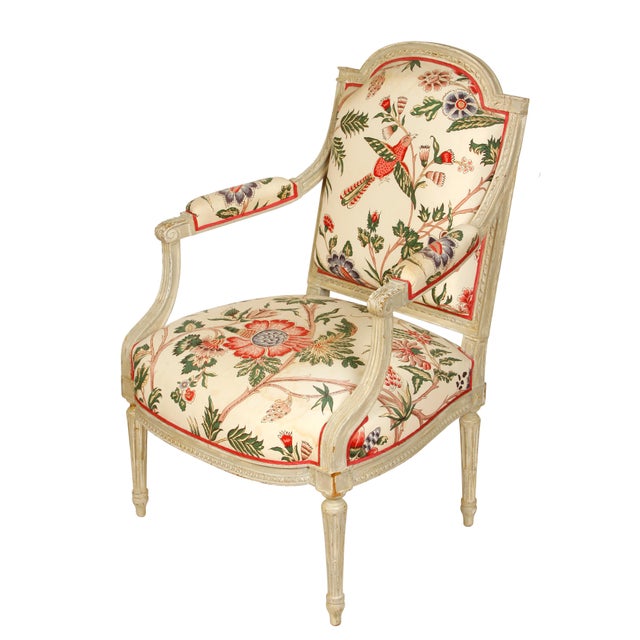 French Armchair in European Chintz Fabric For Sale - Image 4 of 5