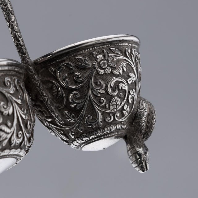 Antique Indian Silver Condiment Set by Oomersi Mawji, Bhuj, 1890s, Set of 3 For Sale - Image 9 of 18