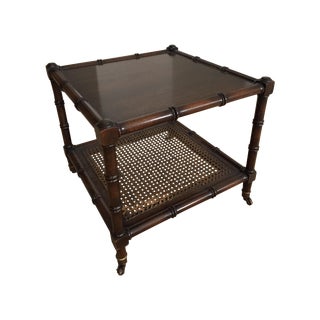 Faux Bamboo and Cane Side Table For Sale