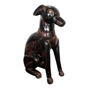 Vintage Carved Wooden Dog Statue