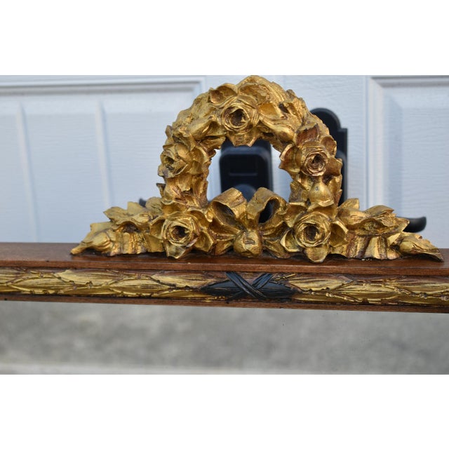 Vintage French Carved Walnut Tri Fold Mirror W/Gold Highlights For Sale - Image 10 of 12