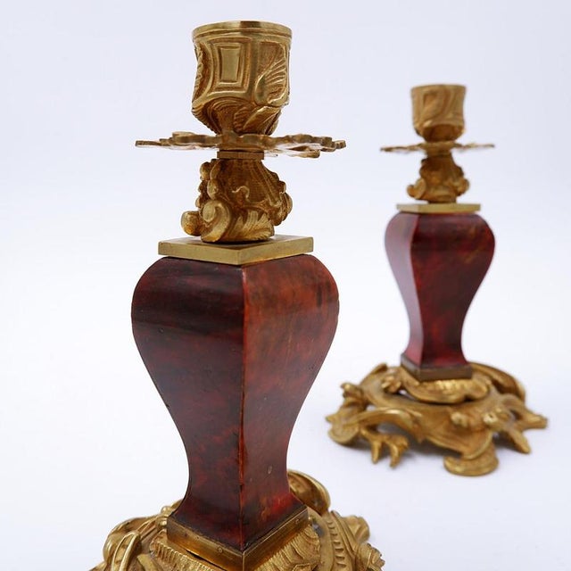 Pair of Napoleon III style gilt bronze Candle Holders Wear consistent with age and useMeasures : 13cmx12cm H:19cm