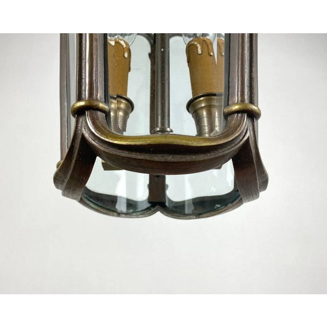 French Lantern in Bronze and Glass, 1960s For Sale - Image 4 of 7