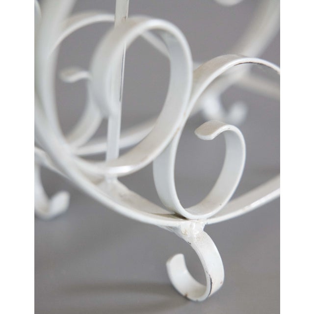 Vintage French Country Style White Painted Wrought Iron Magazine Rack For Sale In Houston - Image 6 of 8