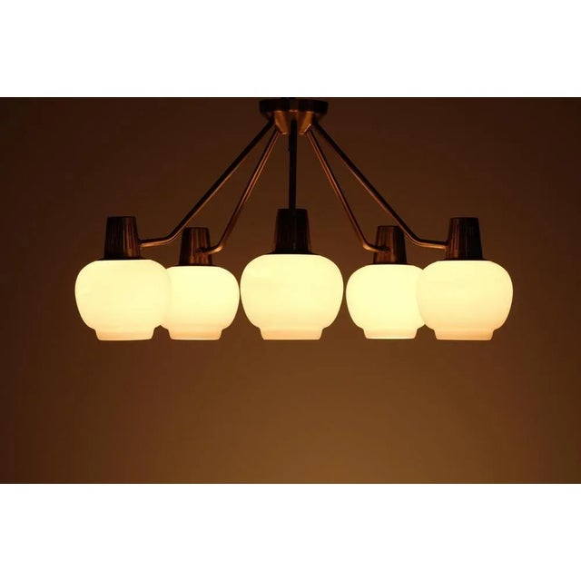 Metal Brass Ceiling Lamp attributed to Hans Bergström, Sweden, 1950s For Sale - Image 7 of 8