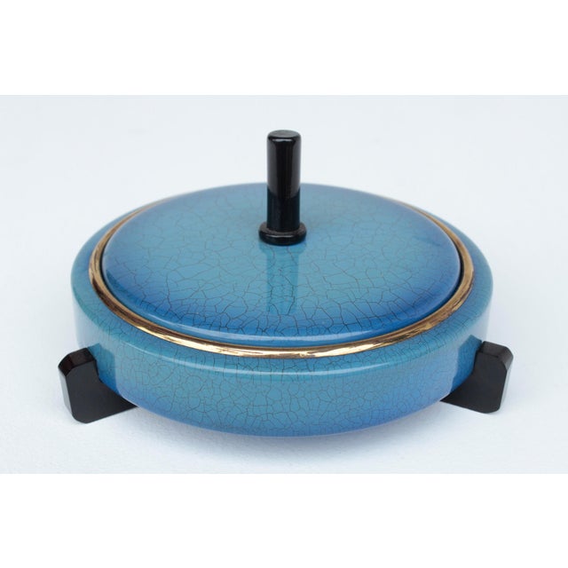 Art Deco Blue Makeup Compact, 1930s For Sale - Image 3 of 11