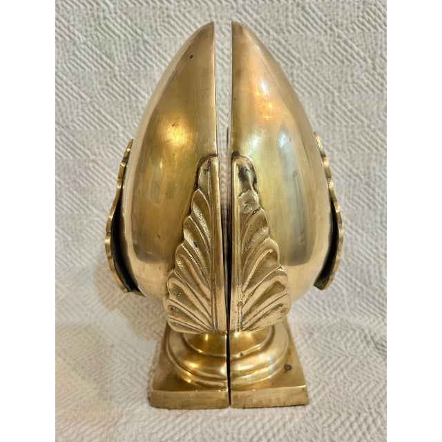 Early 20th Century Early to Mid 20th Century Solid Brass Acorn Acanthus Leaf Bookends For Sale - Image 5 of 9