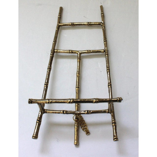 Brass Vintage Faux Bamboo Polished Brass Tabletop Easel For Sale - Image 8 of 11