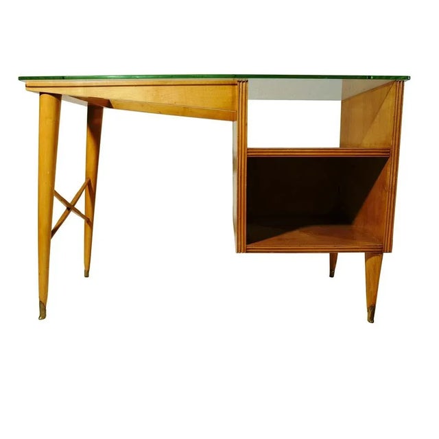 A writing desk, fruit wood structure table top. Italian design ca. 1950s attributed to Carlo di Carli.
