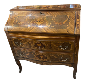 Italian Marquetry Bombe Secretaire Desk with Drop-Front, 1950s