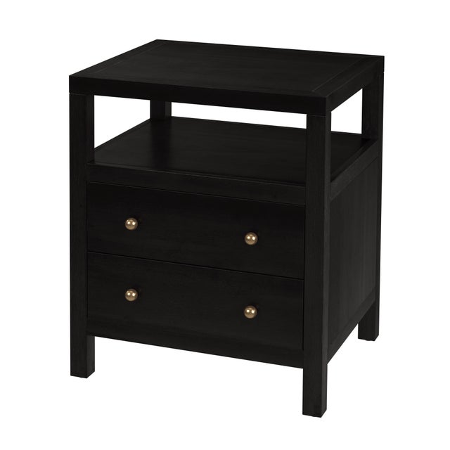 Black Nora 21 in. W Rectangular Wood 2 Drawer Nightstand with Open Shelf, Antique Coffee For Sale - Image 8 of 8