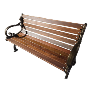 1950s Attributed Restored Woodstock, Vermont Bench Mfg. Co. Cast Iron Garden Bench With Oiled Ipe Slats (Bronze Finish)