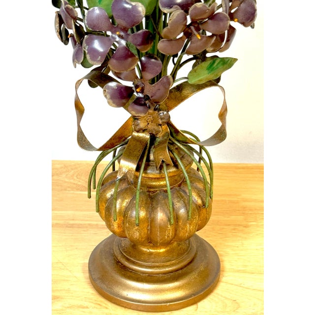 Italian Hollywood Regency Giltwood & Tole Violet Topiary Sculptures - a Pair For Sale - Image 9 of 12