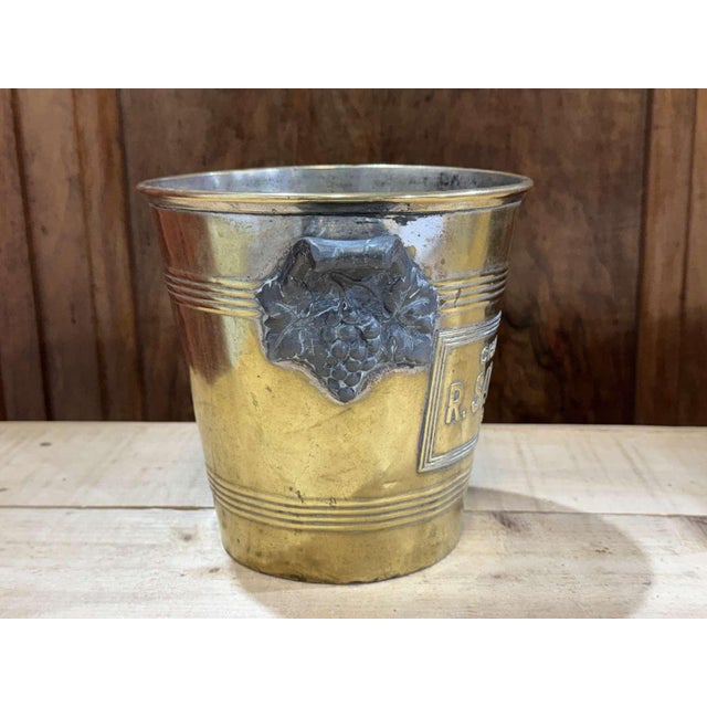 Brass Champagne Bucket by R. Sauvignier, 1930s For Sale - Image 7 of 8