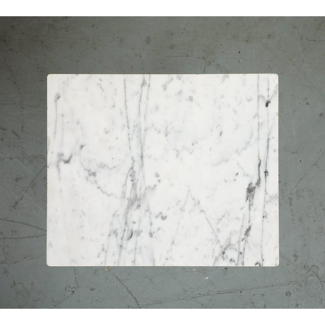 Metal Pair of 20th Century Hollywood Regency Style Marble, Brass and Steel End Tables For Sale - Image 7 of 13