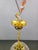 1970s Brass and Marble Glass Globe Pendant Light, Czechoslovakia, 1970s For Sale - Image 5 of 9