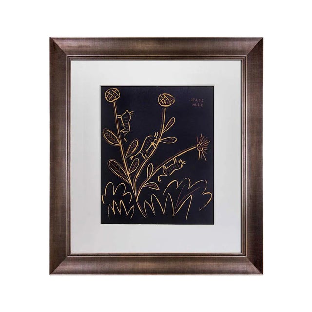 Pablo Picasso Linogravure Ltd Edition "Plante Aux Toritos”1959 W/Frame Included For Sale