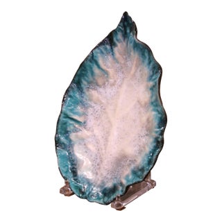 Mid 20th Century French Pol Chambost Vallauris Leaf Form Ceramic Vide-Poche For Sale
