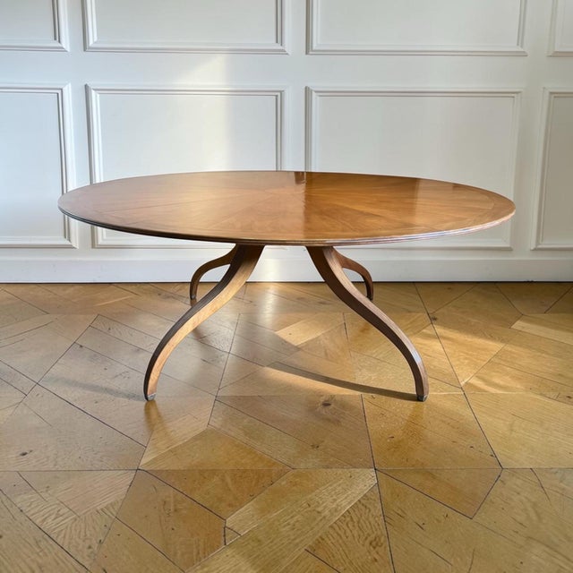 Timeless and classic Regency Dining Table from the sought-after Rose Tarlow. Handmade with a round top and reeded edge....