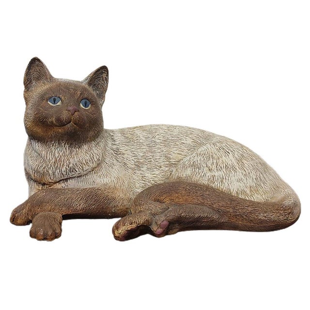 Vintage Ceramic Siamese Life Sized Cat Sculpture For Sale - Image 14 of 14