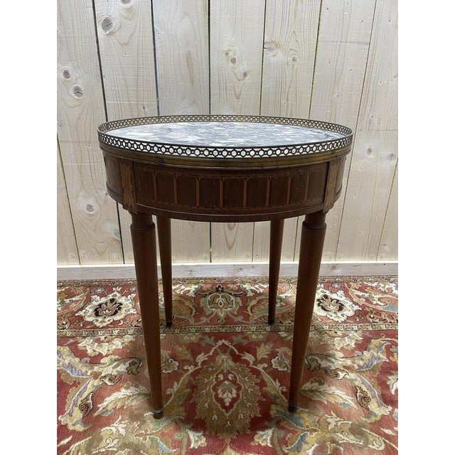 Louis XVI Style Bouillotte Table in Mahogany and Marble For Sale - Image 6 of 7